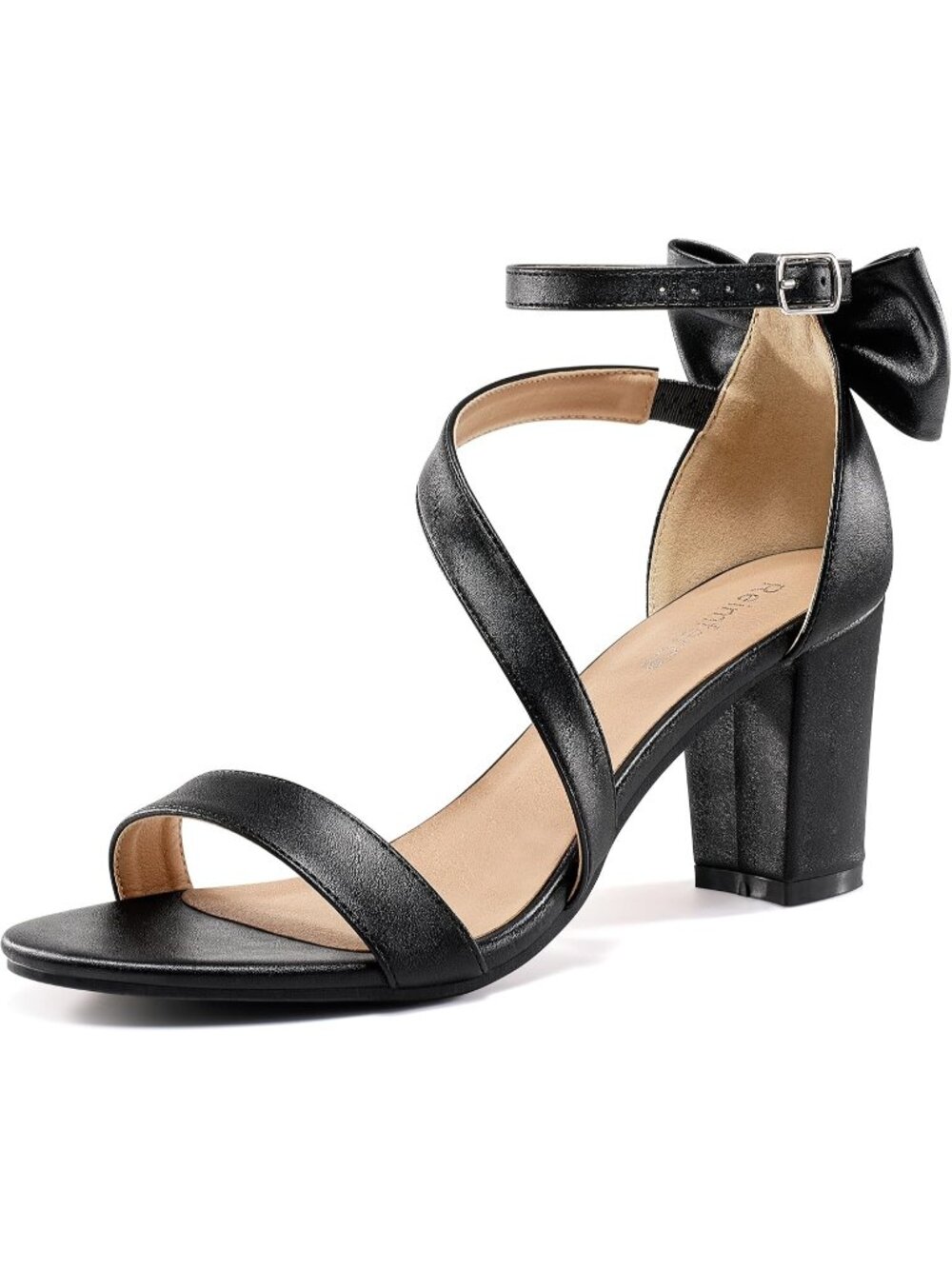 Women's Black Faux Leather Comfortable Slip Resistant Adjustable Block Heels